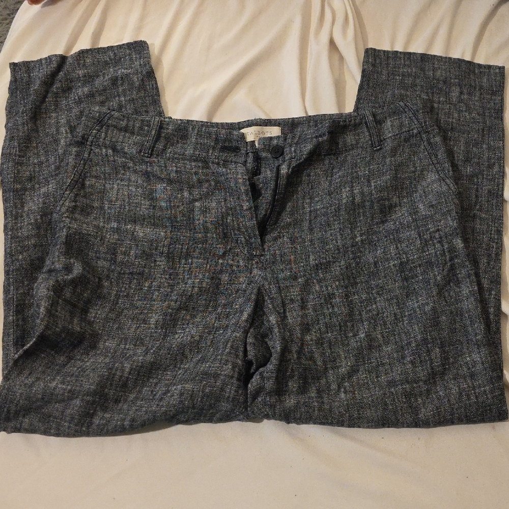 Talbots Gray Dress Pants Textured Wide-Leg